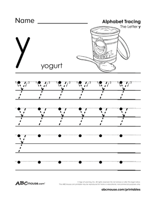 Free printable letter y worksheets from ABCmouse.com. 