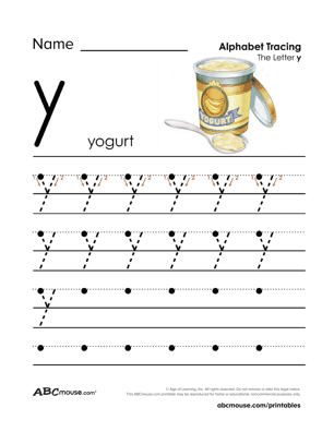 Free printable letter y worksheets from ABCmouse.com. 