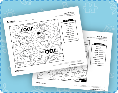 Challenge color by sight word printable worksheets for second graders. 