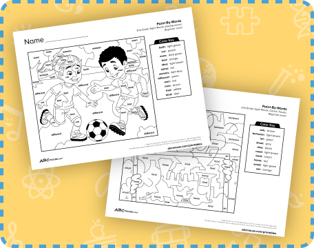 Beginner level color by sight word printable worksheets for second graders. 
