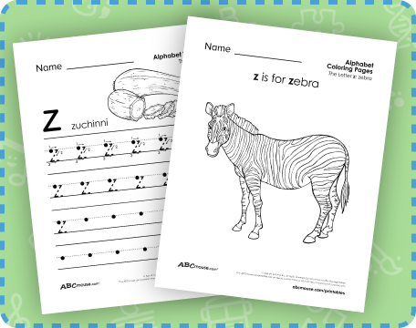 Free printable letter Z worksheets from ABCmouse.com. 