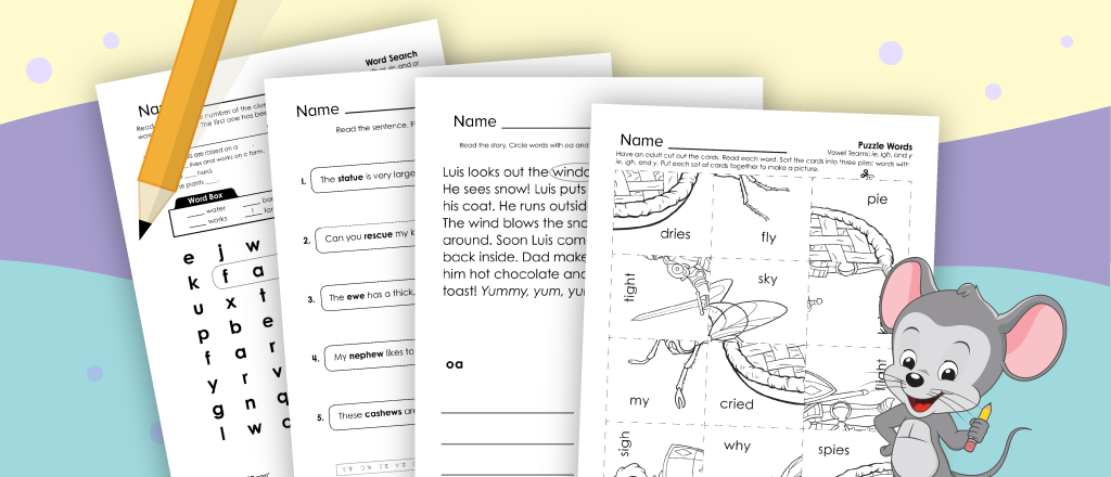 Free printable 1st grade vowel worksheets for kids from ABCmouse.com. 