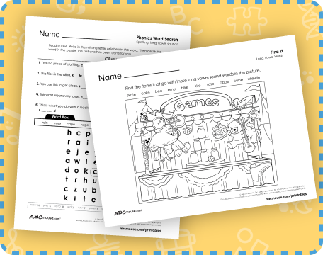 Free printable 1st grade vowel worksheets for kids from ABCmouse.com. 