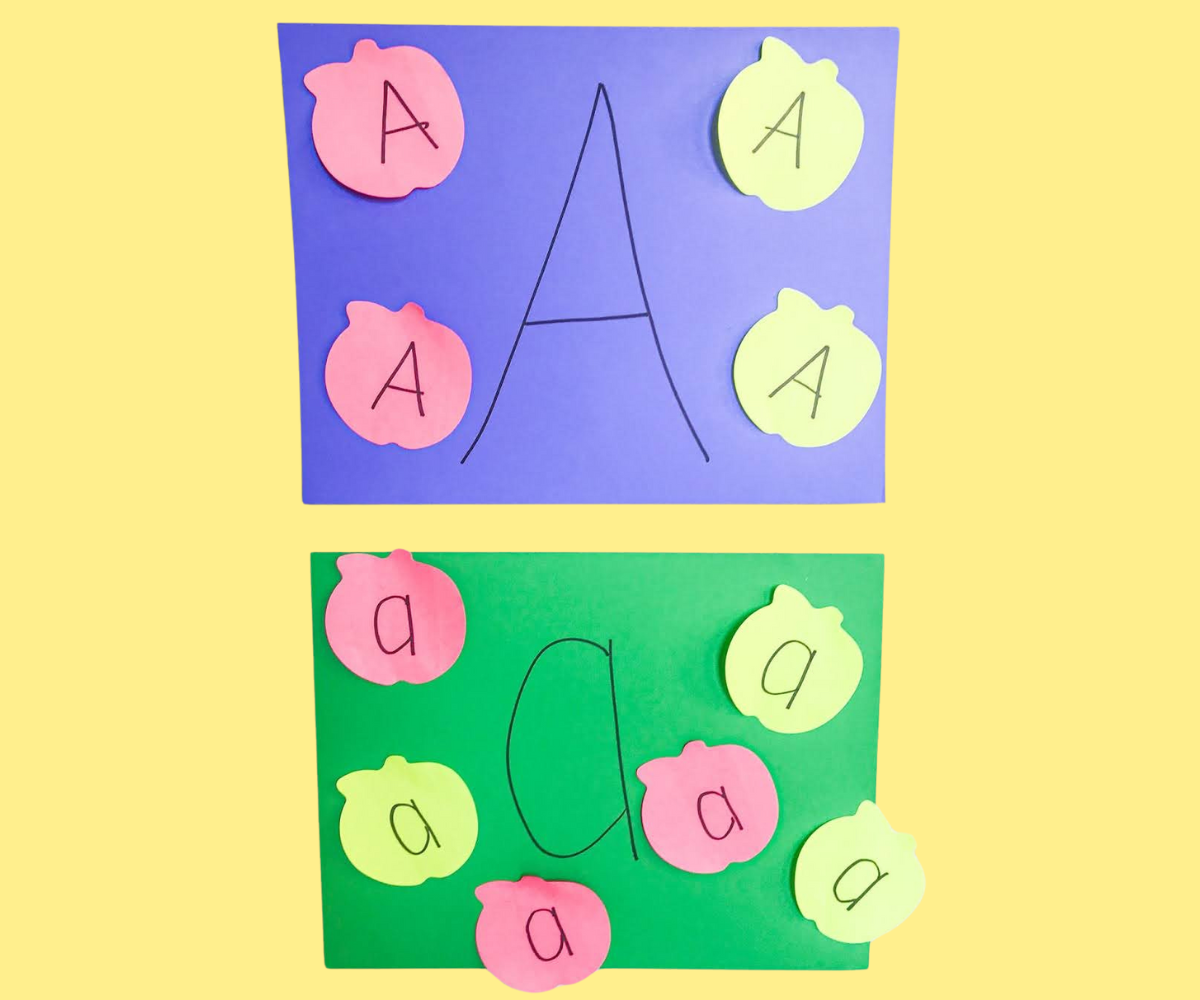 Letter A search and match craft and activity for preschoolers. 