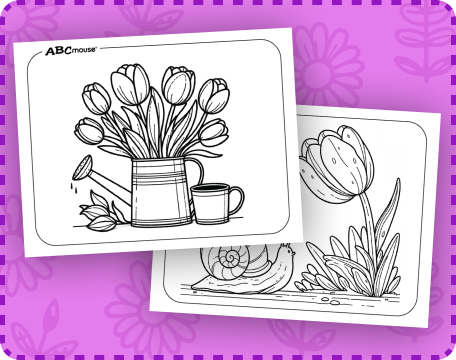 Free printable tulip flower coloring pages for kids from ABCmouse.com. 