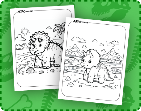 Free printable triceratops dinosaur coloring pages for kids from ABCmouse.com. 