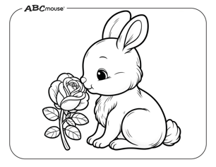 Free printable rose with bunny coloring page for kids from ABCmouse.com. 