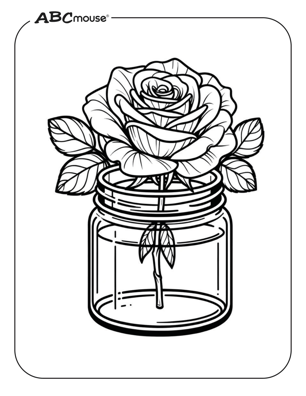 Free printable rose in a jar coloring page for kids from ABCmouse.com. 