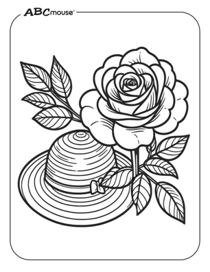 Free printable rose with hat coloring page for kids from ABCmouse.com. 