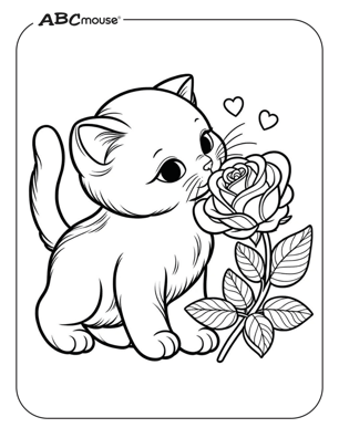 Free printable rose with cat coloring page for kids from ABCmouse.com. 