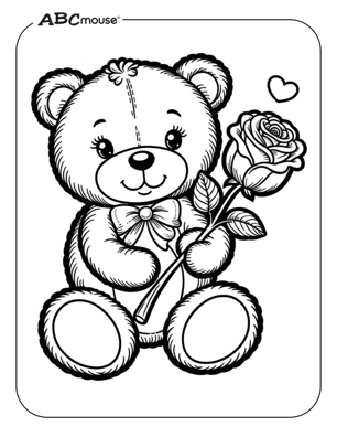 Free printable rose with bear coloring page for kids from ABCmouse.com. 