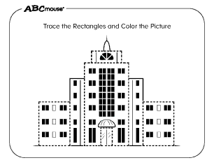 Free printable rectangle city building coloring page from ABCmouse.com. 