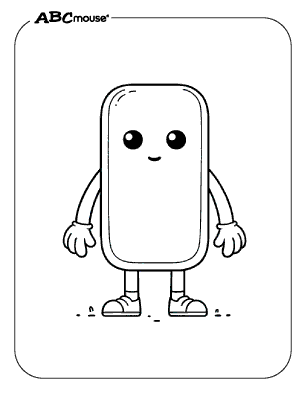 Free printable rectangle eraser man coloring page from ABCmouse.com. 
