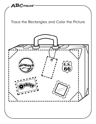 Free printable rectangle suit case coloring pages from ABCmouse.com. 