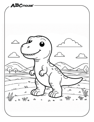 Free printable Tyrannosaurus Rex dinosaur coloring pages for kids from ABCmouse.com. 