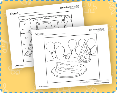 Free printable number dot-to-dot worksheets for kindergarten children from ABCmouse.com. 