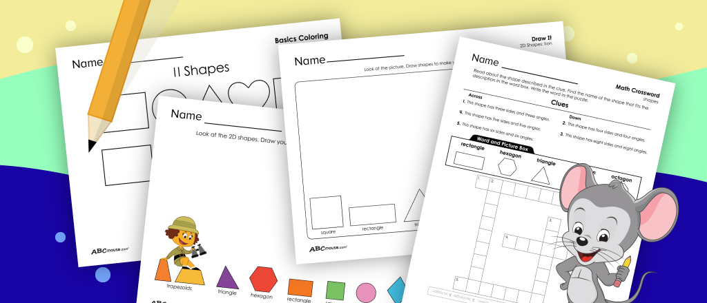 Free printable 2D shape worksheets for kids from ABCmouse.com. 