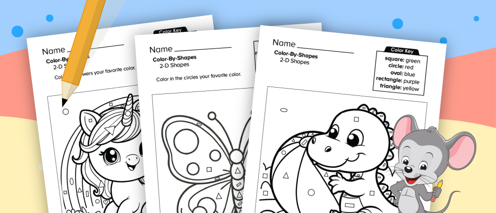 Free color by shapes printable worksheets from ABCmouse.com. 