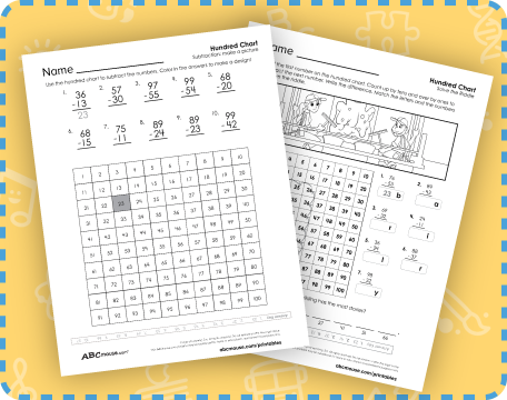 Free printable hundred chart worksheet from ABCmouse.com. 