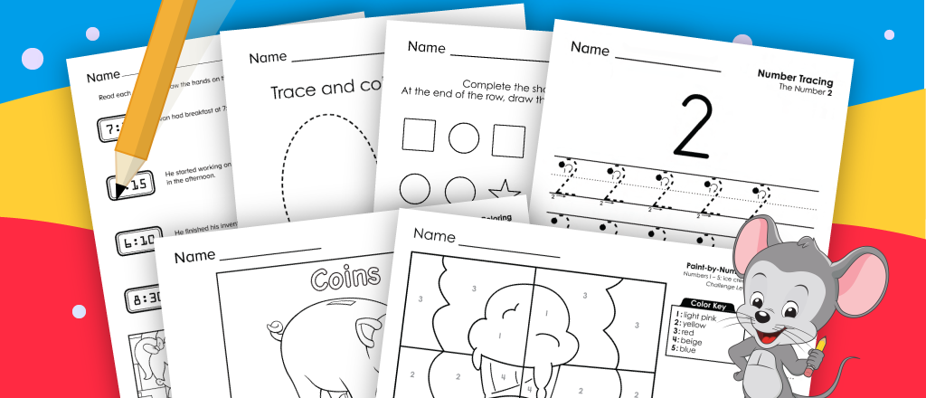 Free printable math worksheets for kindergarten children from ABCmouse.com. 