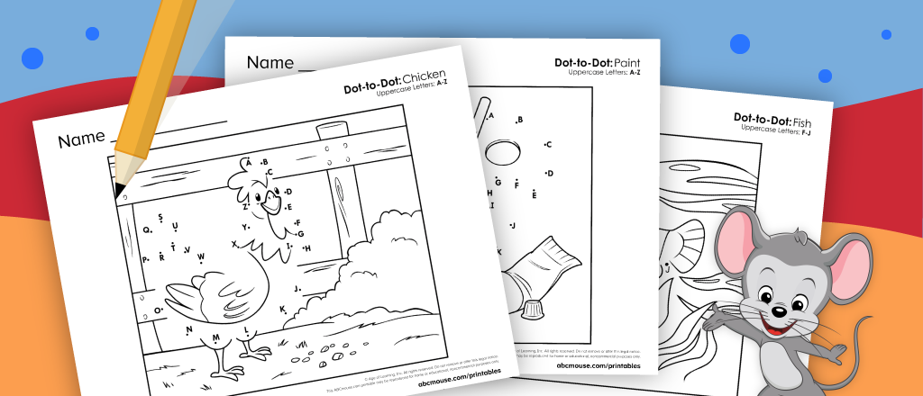 Free printable alphabet dot to dot worksheets for kids from abcmouse.com. 