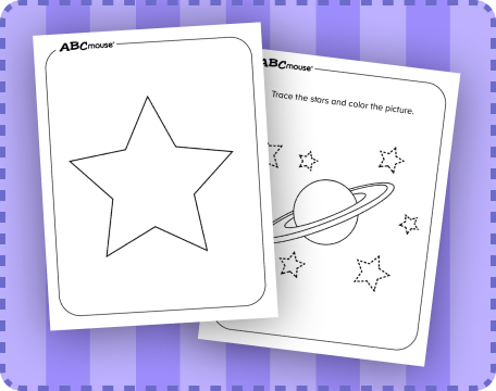 Free printable star pdf coloring pages from ABCmouse.com. 