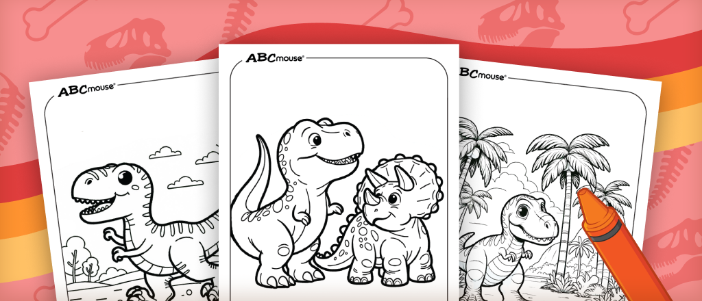 Free printable Tyrannosaurus Rex dinosaur coloring pages for kids from ABCmouse.com. 