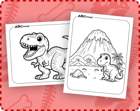 Free printable Tyrannosaurus Rex dinosaur coloring pages for kids from ABCmouse.com. 