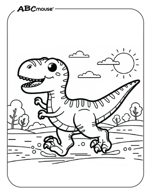 Free printable Tyrannosaurus Rex dinosaur coloring pages for kids from ABCmouse.com. 