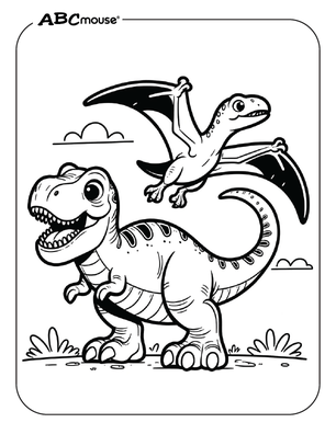 Free printable Tyrannosaurus Rex dinosaur coloring pages for kids from ABCmouse.com. 