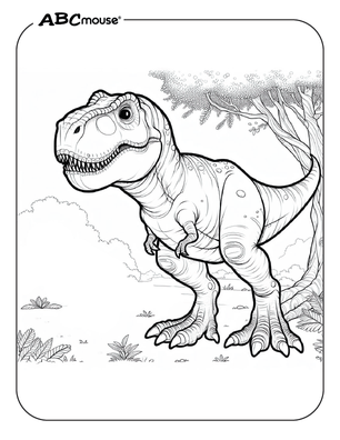 Free printable Tyrannosaurus Rex dinosaur coloring pages for kids from ABCmouse.com. 