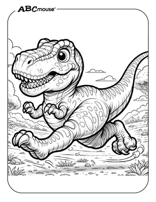 Free printable Tyrannosaurus Rex dinosaur coloring pages for kids from ABCmouse.com. 