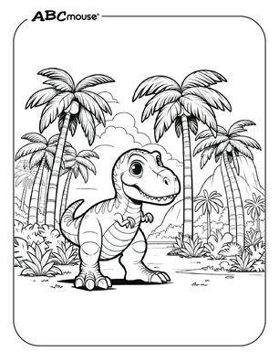 Free printable Tyrannosaurus Rex dinosaur coloring pages for kids from ABCmouse.com. 