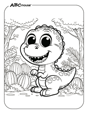 Free printable Tyrannosaurus Rex dinosaur coloring pages for kids from ABCmouse.com. 