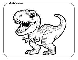 Free printable Tyrannosaurus Rex dinosaur coloring pages for kids from ABCmouse.com. 