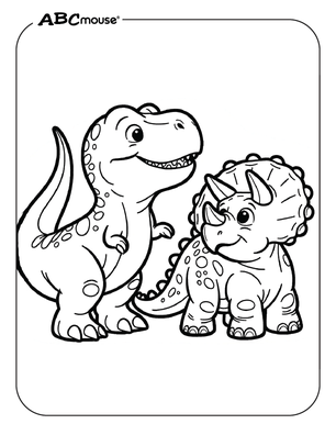 Free printable Tyrannosaurus Rex dinosaur coloring pages for kids from ABCmouse.com. 