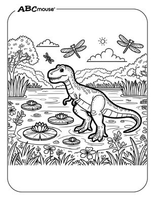 Free printable Tyrannosaurus Rex dinosaur coloring pages for kids from ABCmouse.com. 