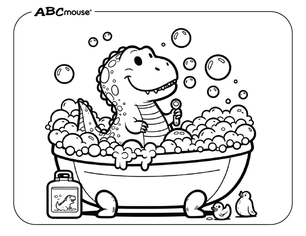 Free printable Tyrannosaurus Rex dinosaur coloring pages for kids from ABCmouse.com. 