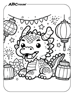 Free printable dragon coloring page from ABCmouse.com. 