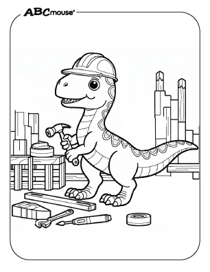 Free printable velociraptor dinosaur coloring page for kids from ABCmouse.com. 