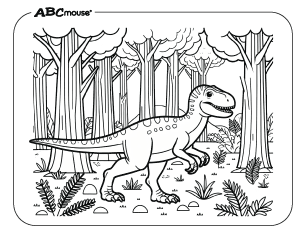 Free printable velociraptor dinosaur coloring page for kids from ABCmouse.com. 
