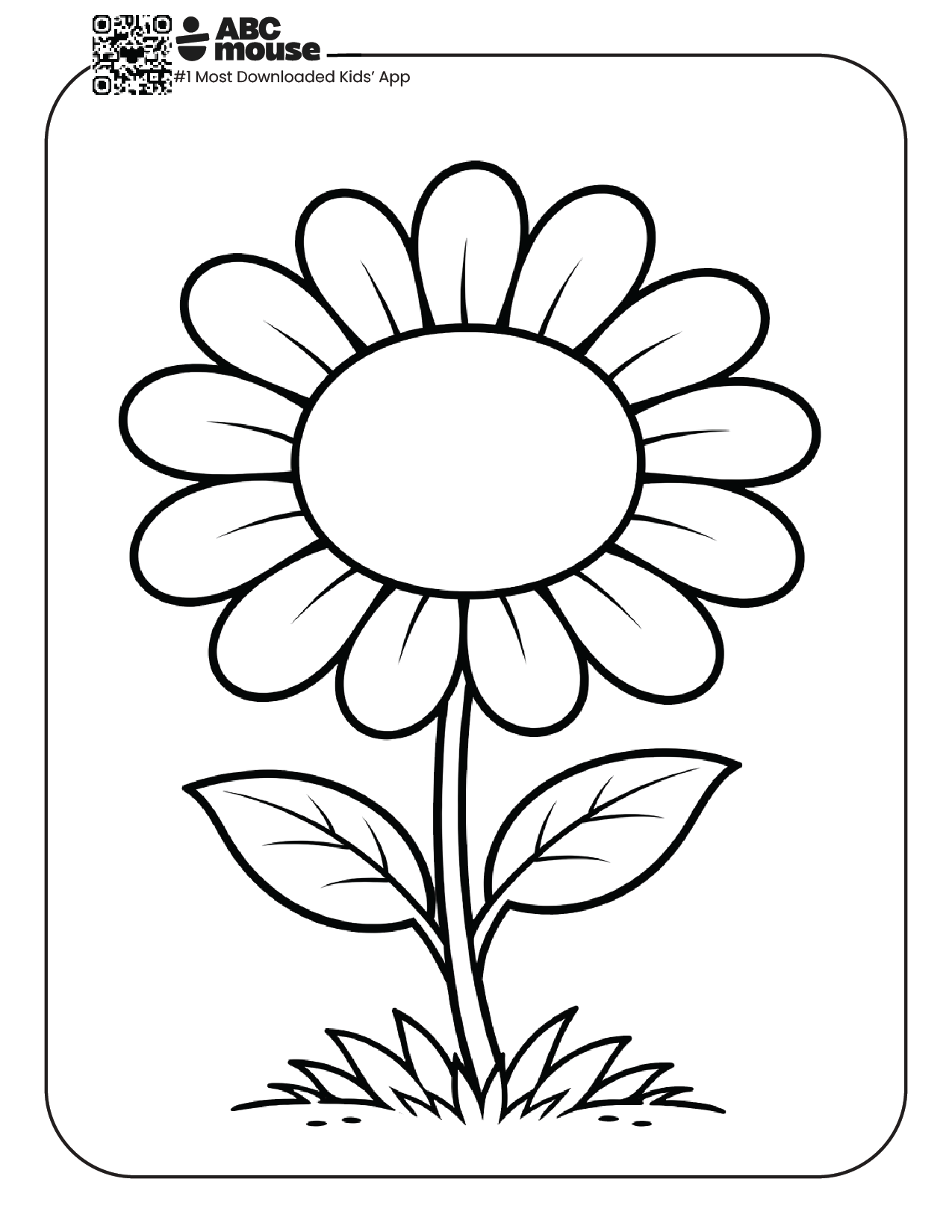 simple daisy free printable coloring page for kids from ABCmouse.com flower outline