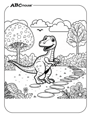 Free printable velociraptor dinosaur coloring page for kids from ABCmouse.com. 