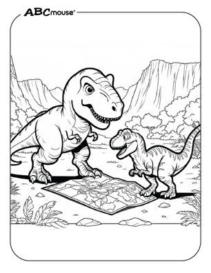 Free printable velociraptor dinosaur coloring page for kids from ABCmouse.com. 