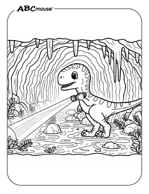 Free printable velociraptor dinosaur coloring page for kids from ABCmouse.com. 