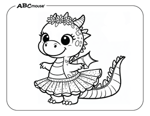 Free printable dragon coloring page from ABCmouse.com. 