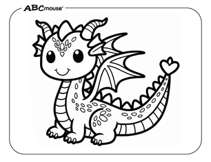 Free printable dragon coloring page from ABCmouse.com. 