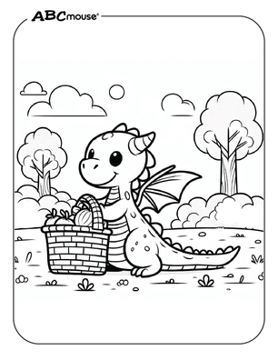 Free printable dragon coloring page from ABCmouse.com. 