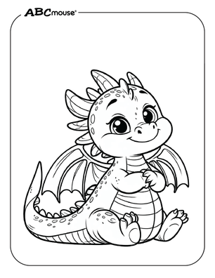 Free printable dragon coloring page from ABCmouse.com. 