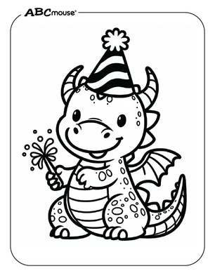 Free printable dragon coloring page from ABCmouse.com. 